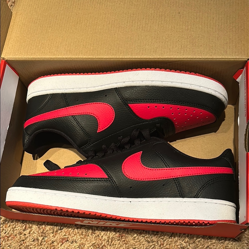 Nike Court Vision Low Black and Red Sneakers Classic Design